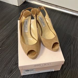 Jimmy Choo Nude Peep toe Sling back